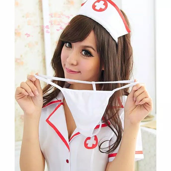 TBI Seragam Suster Sexy + Topi Lingerie Baju Tidur Sexy Cosplay Nurse