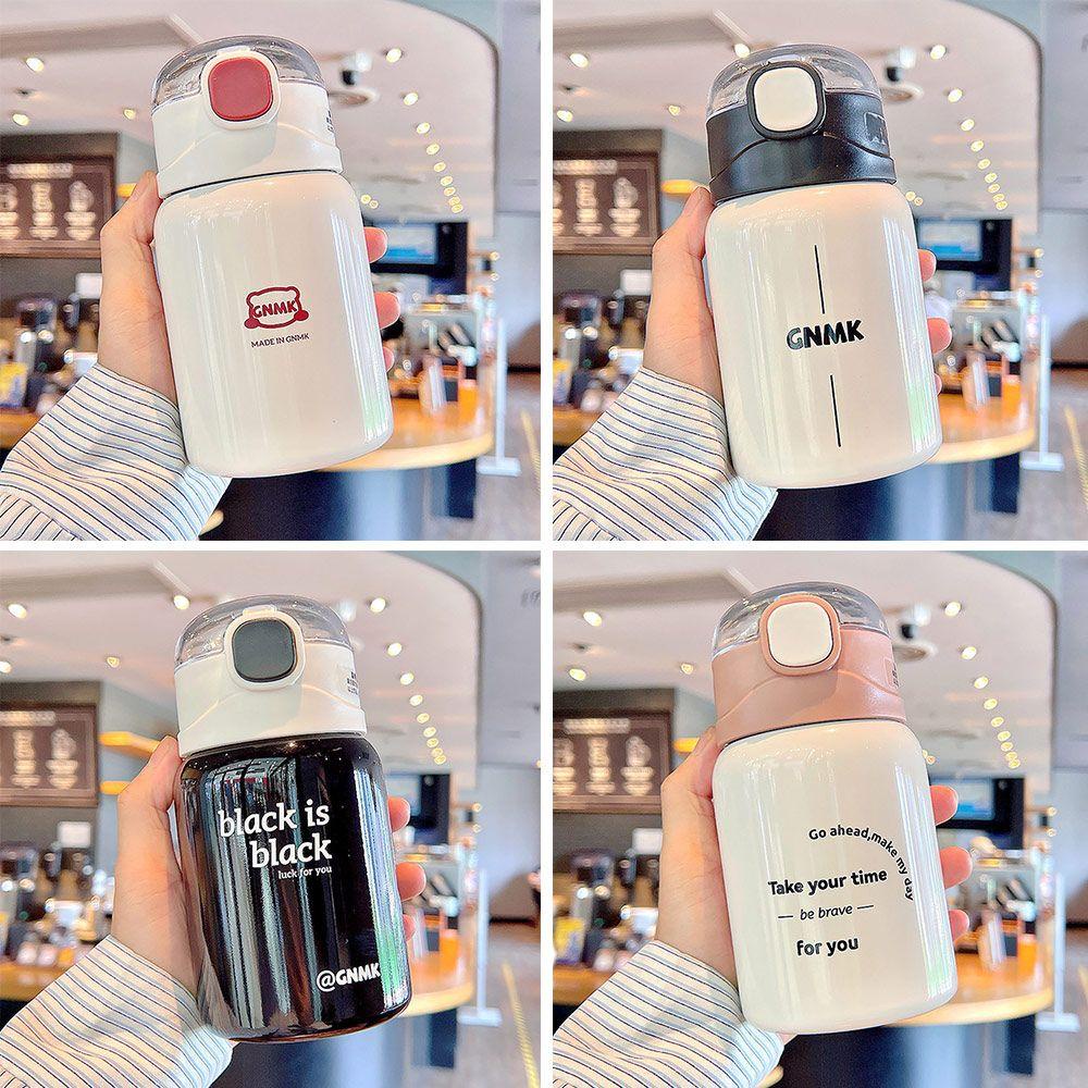 Solighter 450ml Thermal Mug Portable Elastis Gesper Cangkir Sedotan Stainless Steel