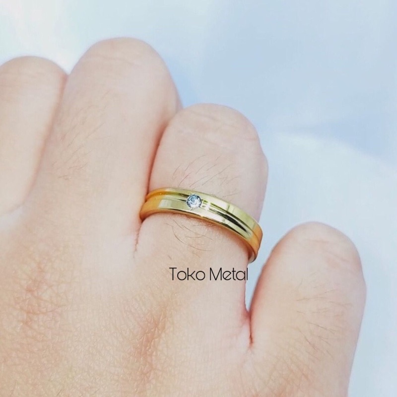 CINCIN TITANIUM MATA SATU SILVER &amp; GOLD PRIA &amp; WANITA [ Toko Metal ]