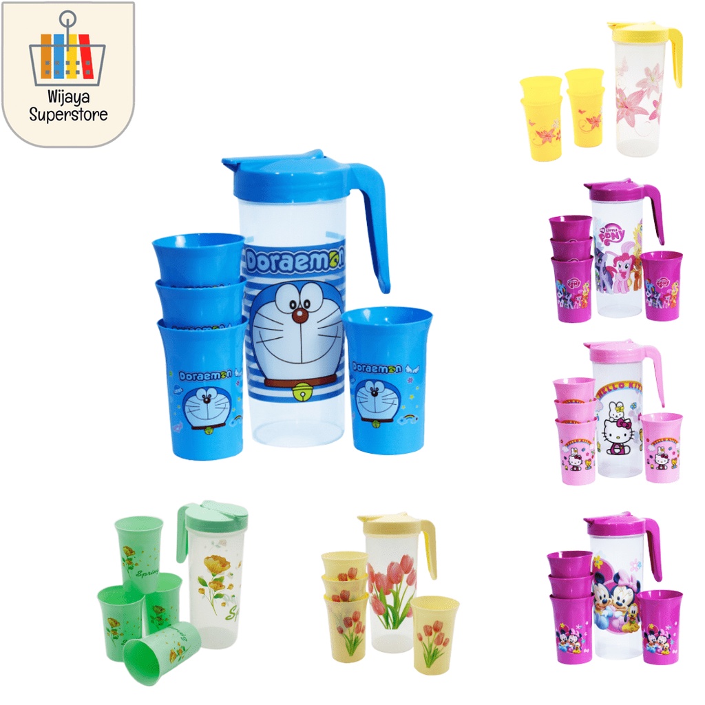 TEKO GELAS SET PLASTIK 5 IN 1 BPA Free
