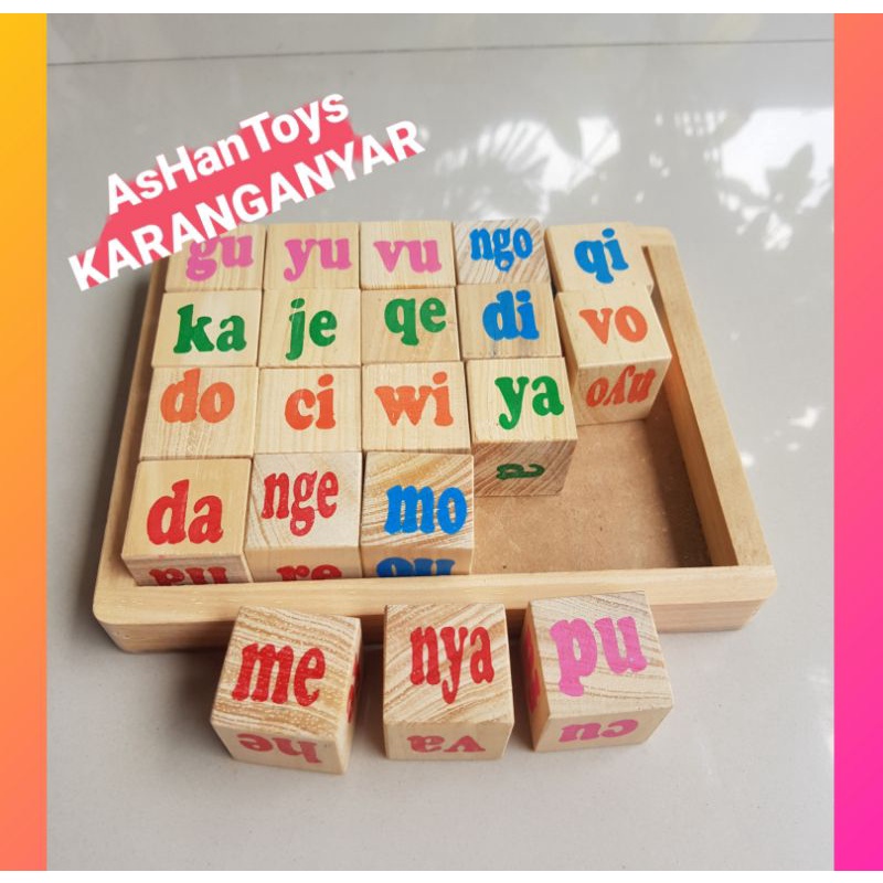 Mainan Kayu Balok Suku Kata,Balok Kata,Balok Bahasa