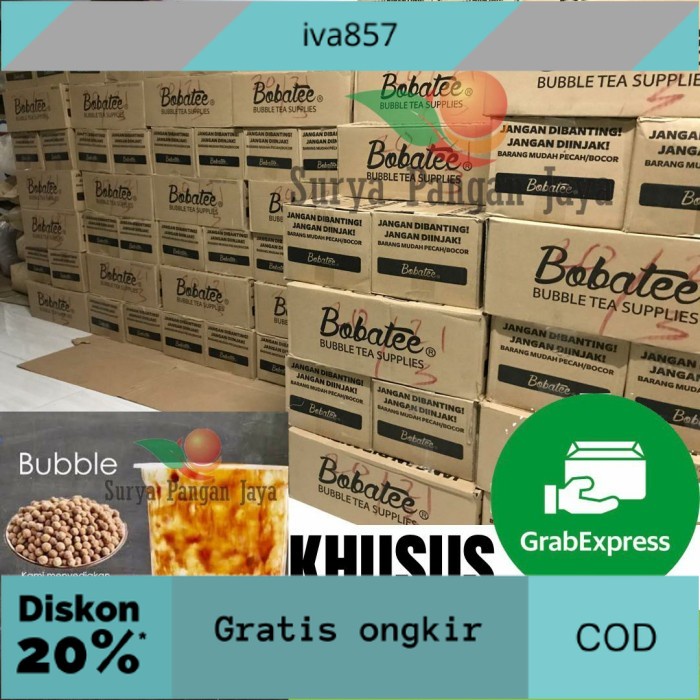 

PROMO BUBBLE TAPIOKO PEARL BOBATEE 1DUS/10KG (KHUSUS GOJEK/GRAB) GRATIS ONGKIR