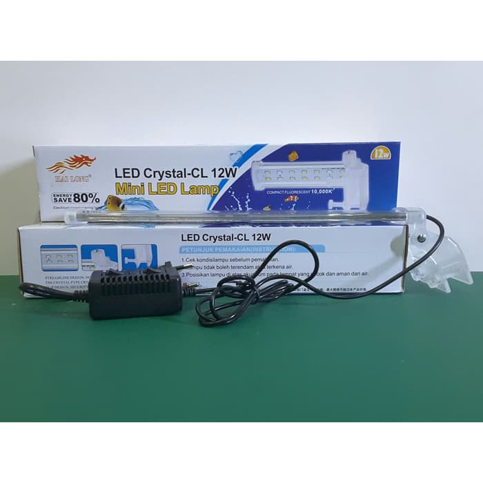 Lampu Jepit Aquarium Akuarium Hai Long Led Crystal Cl 12w 12