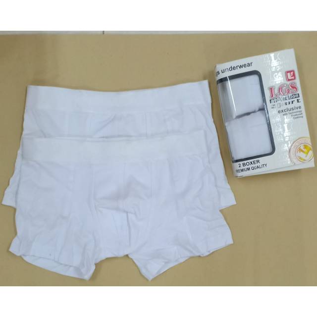 CELANA BOXER PRIA LGS 602 ISI 2Pcs |CELANA LGS SERI PUTIH