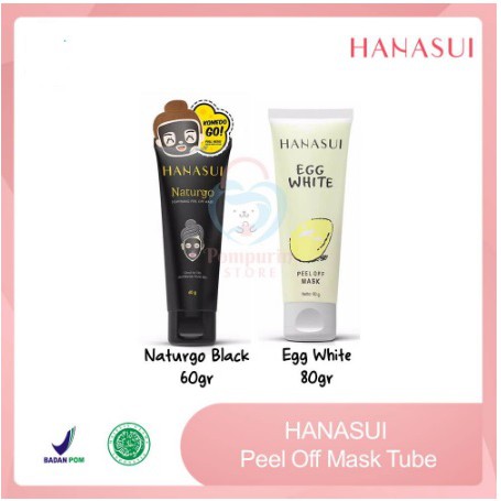 ✨SHASYA✨  HANASUI Naturgo Peel Off Mask Kemasan TUBE 60gr | Egg White 80gr Halal Original BPOM