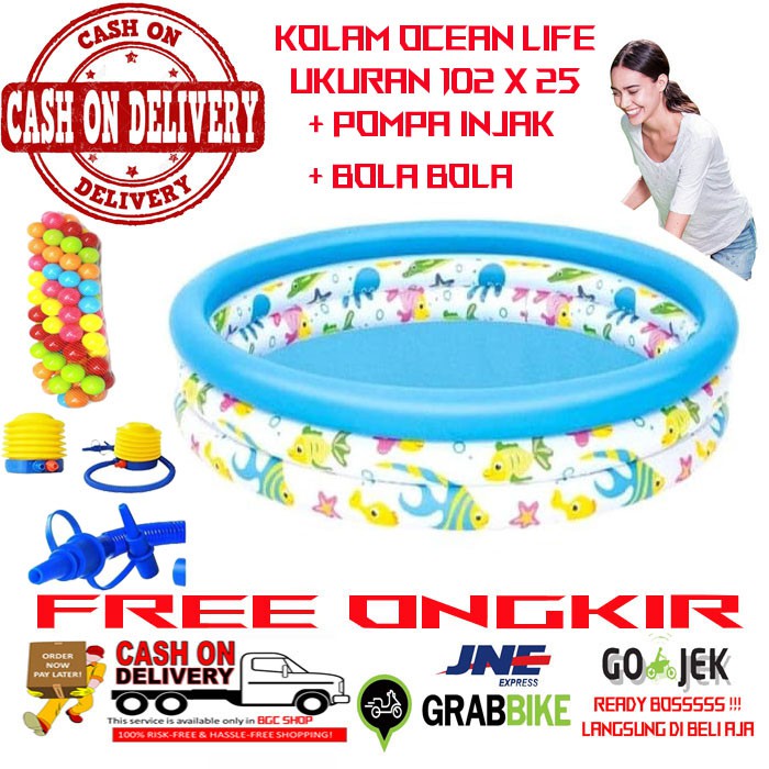 Bestway 51009, 51008 Kolam Renang Anak dan Bayi Ocean Life - Paket Kolam Mandi Bola 122 cm x 25 cm