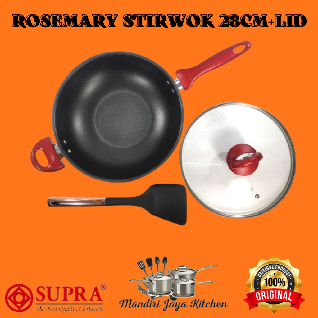 SUPRA Rosemary Stirwok 28cm+LID / Wajan Teflon Supra 28cm+Tutup