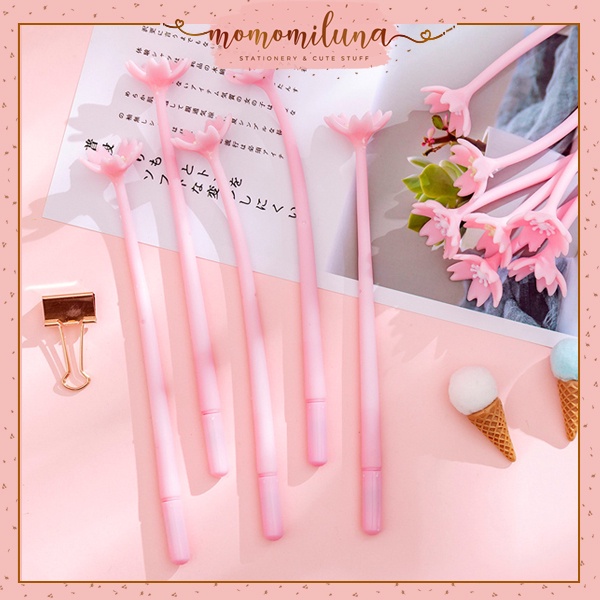 

Pulpen bunga sakura cherry blossoms cantik kawai spring tinta gel hitam MK1341