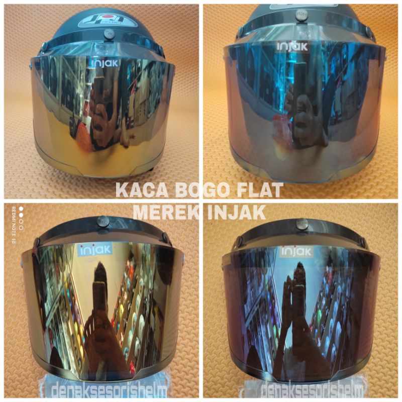 KACA BOGO FLAT/ DATAR IRIDIUM  INJAK GOLD BLUE (bonus masker)