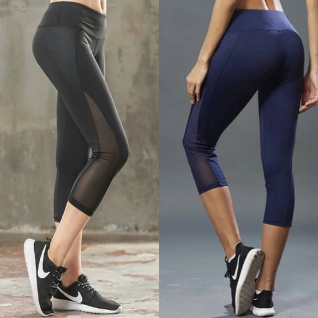 KSA Celana  legging  mesh 3 4  sport olahraga gym fitness 