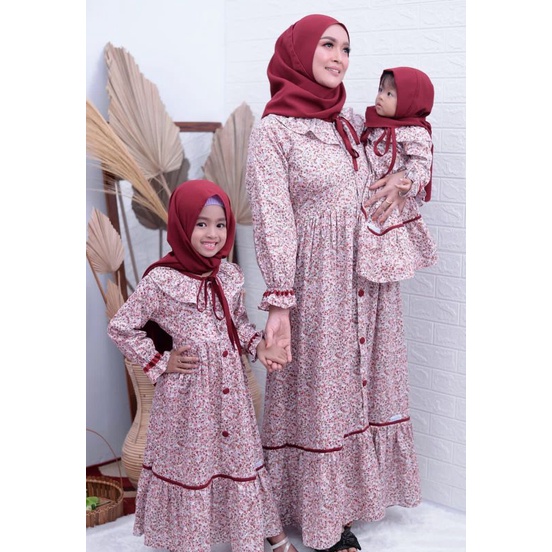 GAMIS COUPLE SET PASHMINA/ GAMIS BELANDA IBU DAN ANAK BAHAN KATUN JEPANG ORI