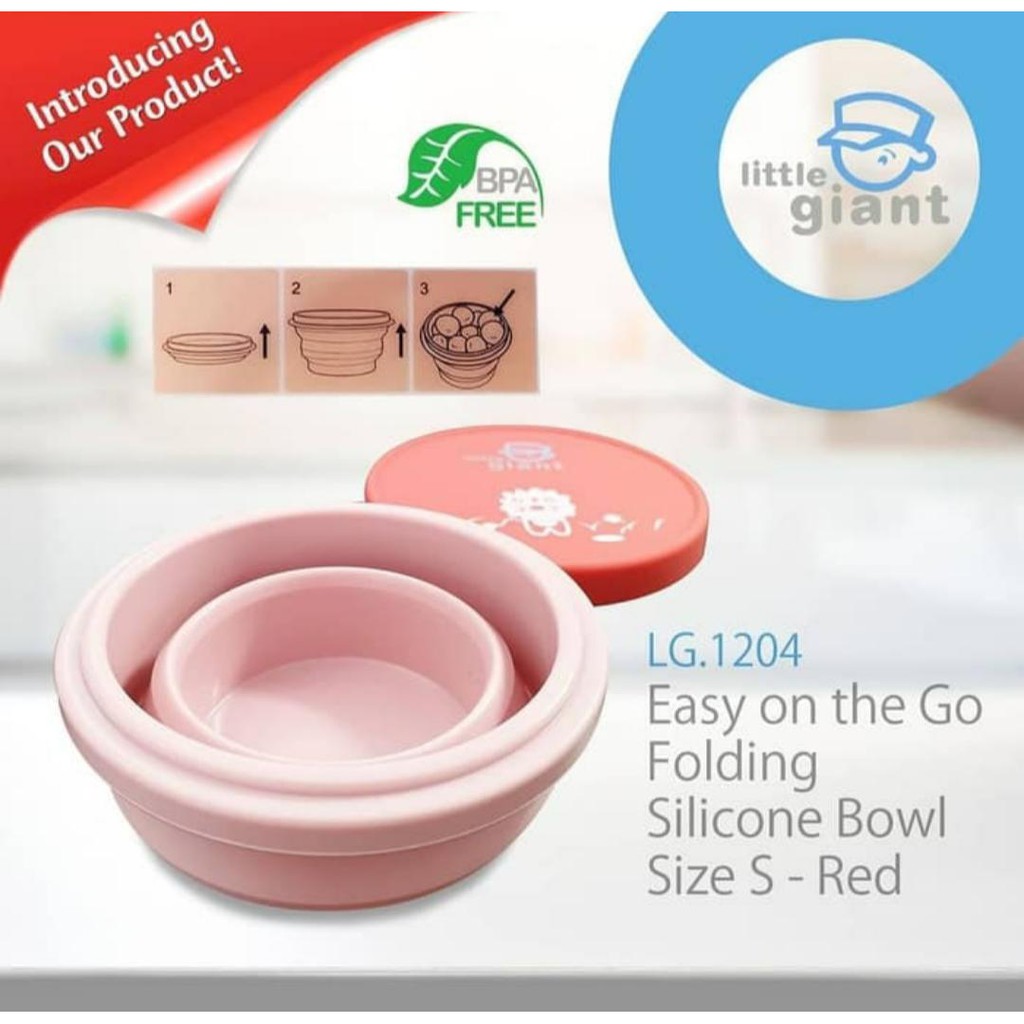 Little Giant LG 1204 Easy on The Go Folding Silicone Bowl Size S - Red Mangkok Makan Bayi