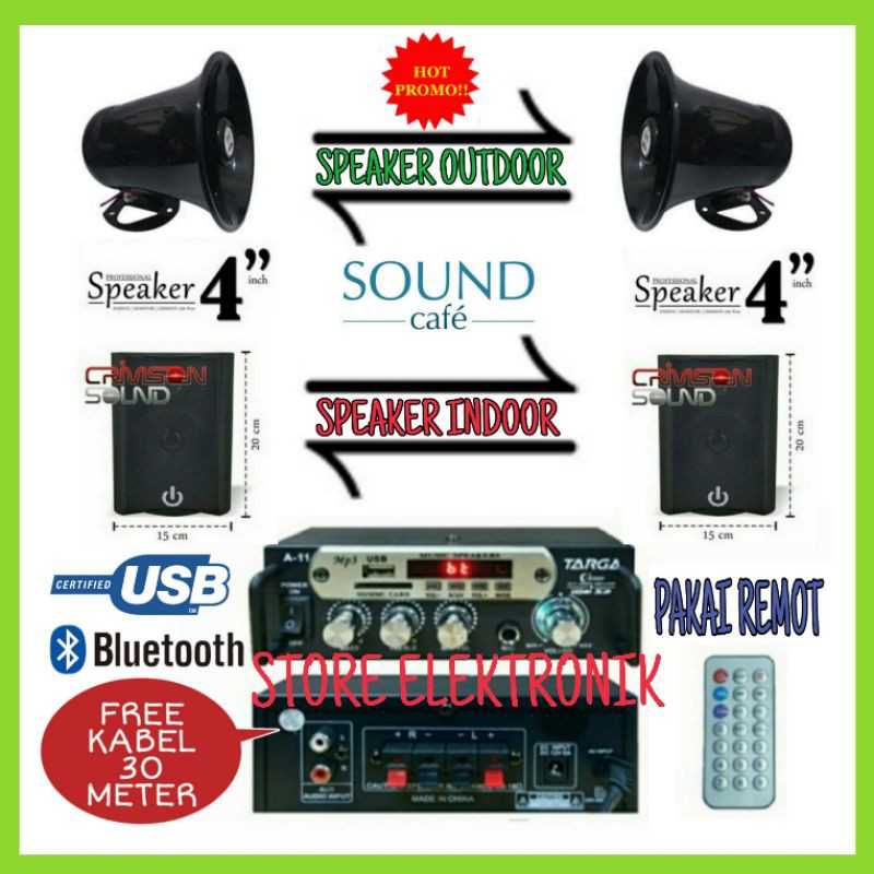 Paket Promo Speaker Crimson Sound Cafe - Kantoran 2 Indoor 2 Outdoor Murah..