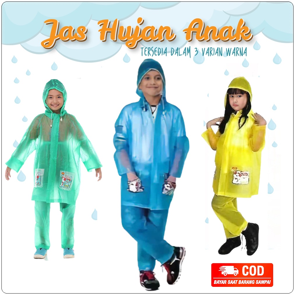 Jas Hujan Anak SD Laki laki Perempuan Mantol Setelan Baju Dan Celana Ujan Anak Cewek Cowok Umur 7-10