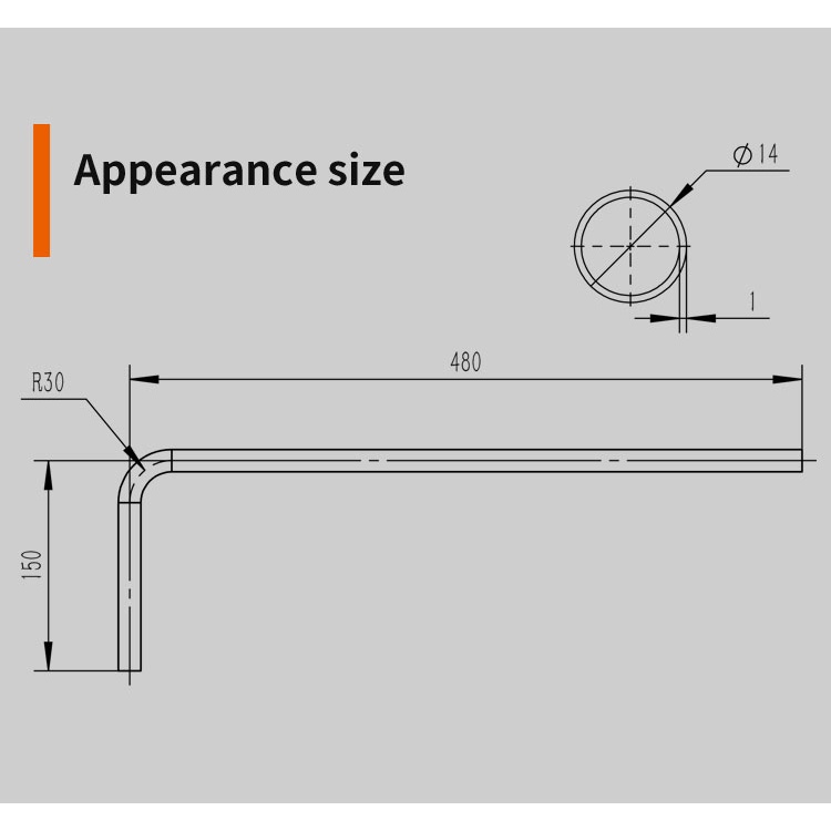 BARROW TDWB-14 14mm 90 Single Bend Cooper Metallic Black Tube 480mm