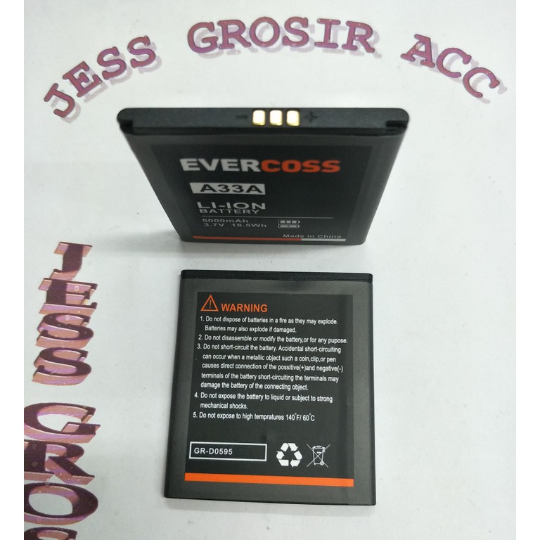 Baterai Battery Batre Double Power Evercoss Evercross Cross ( A33A ) - Hitam