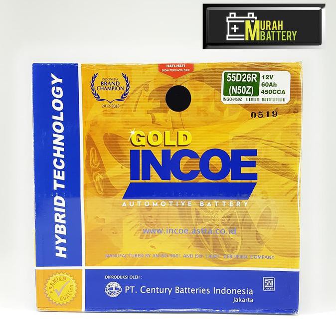 Aki Mobil Kijang Super INCOE GOLD Astra N50Z Aki Basah 12V / 60 Ah