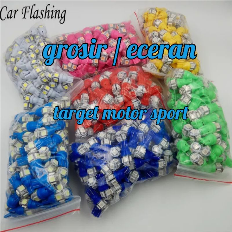 lampu senja T10 5 LED 12 volt motor dan mobil