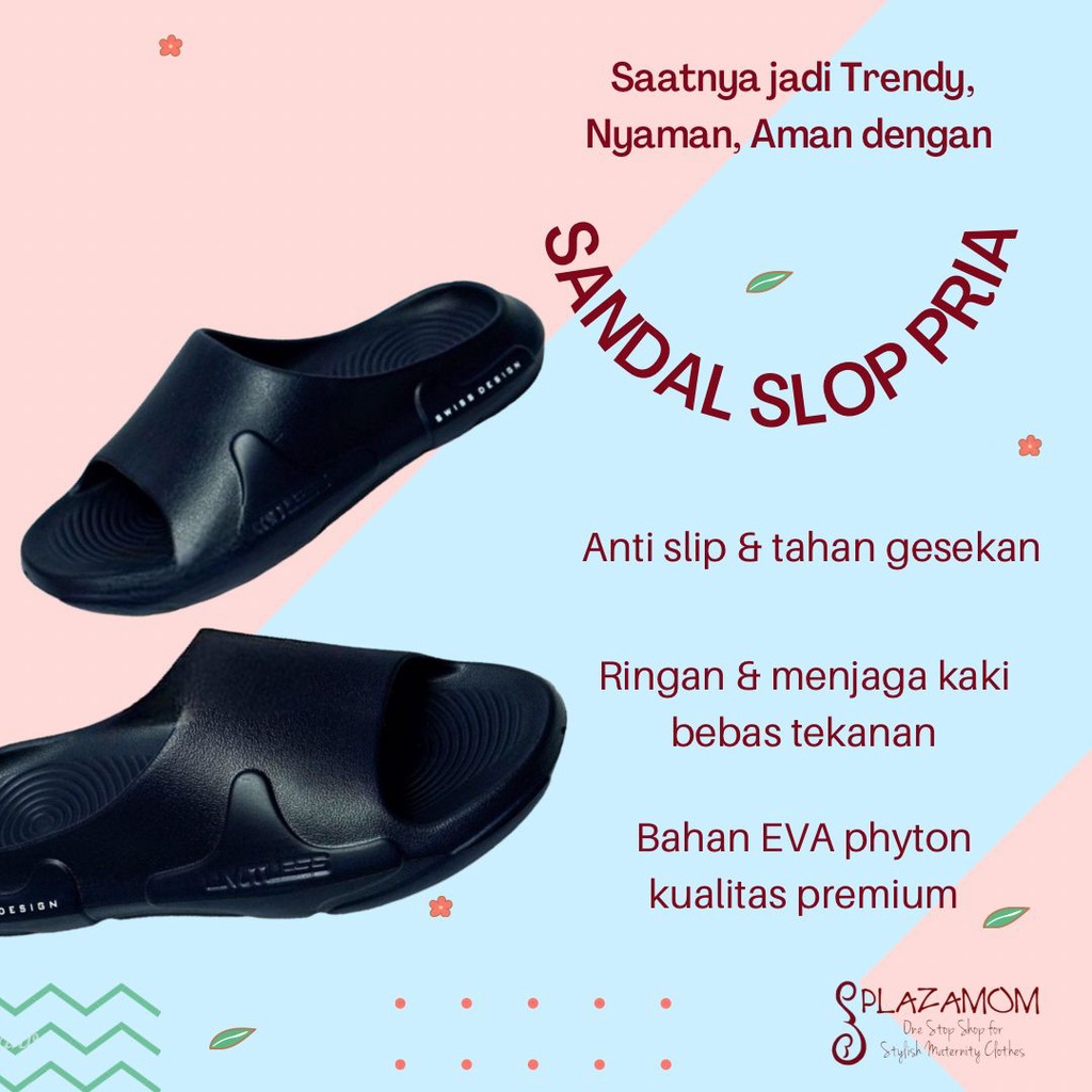 Sandal EVA karet PRIA DEWASA SLOP selop sendal slippers ringan nyaman empuk trendy stylish kekinian model korea korean anti slip awet kualitas premium