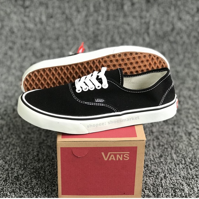 VANS AUTHENTIC BLACK WHITE CLASSIC WAFFLE DT