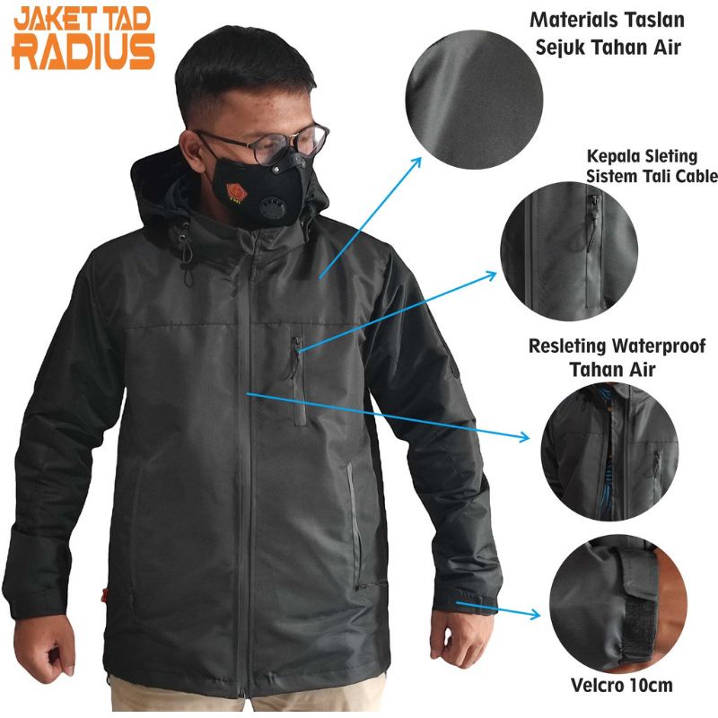 Jaket Tad Pria Anti Air Jaket Motor / Jaket Outdoor/ Jaket Army Tactical