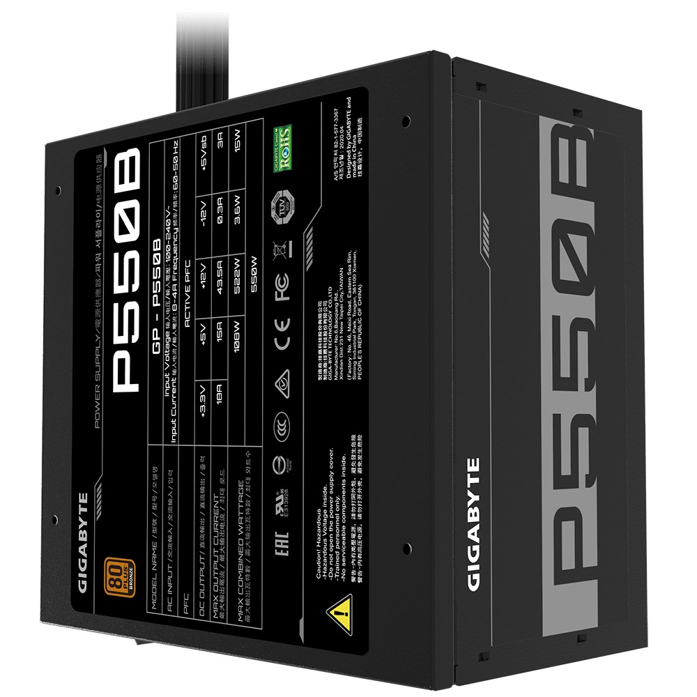 GIGABYTE P550B 550W 80+ BRONZE RESMI - PSU POWER SUPPLY PLUS 550 WATT