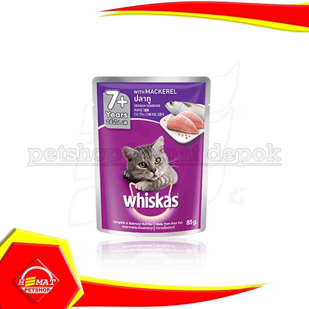 Whiskas Pouch Senior Mackerel 7+ Years 85 Gram Makanan Kucing Wet Food