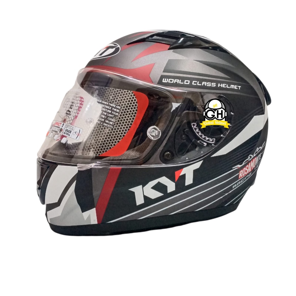 HELM KYT R10 #3 MATT GUNMETAL WHITE R-10 #3 KYT R-10 FLAT VISOR