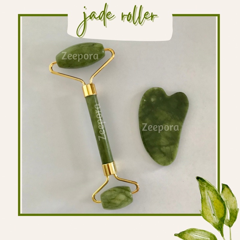 Jade Roller guasha alat pijat wajah antikerut penuaan dini facial wajah