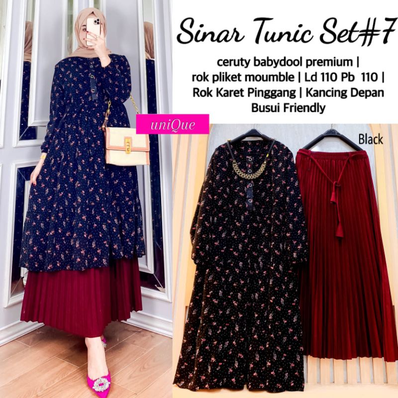 Setelan Sinar Tunik Set #7 Ceruti Plisket by Unique