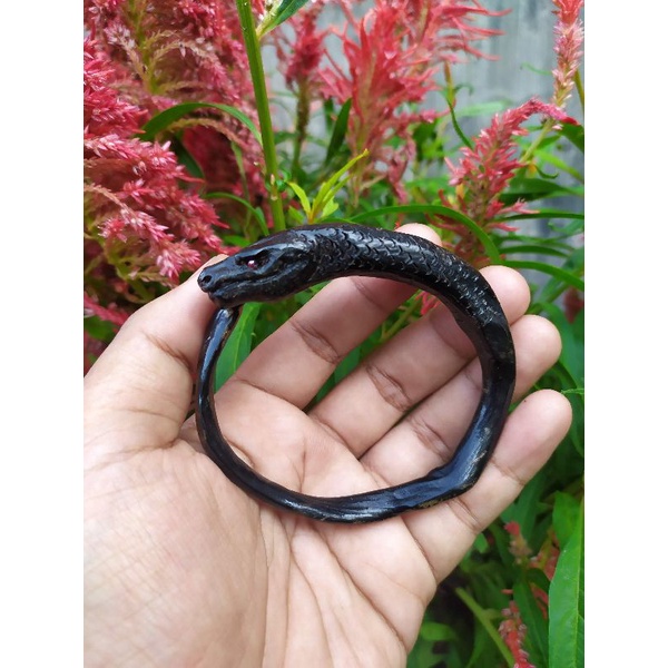 Akar Bahar hitam gelang akar Bahar hitam ukir ular minimalis