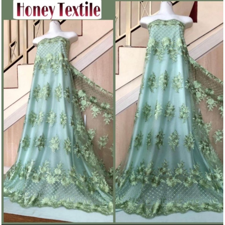 Kain Tile/Tulle Bordir Glitter, kain tile brokat, Tile polos, tile bordir, tile renda (Harga per set