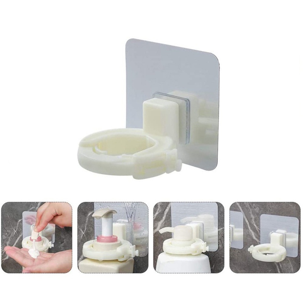 Bracket Gantung Dinding Adjustable Bebas Perforasi Holder Botol Gel Shower / Shampo Untuk Kamar Mandi
