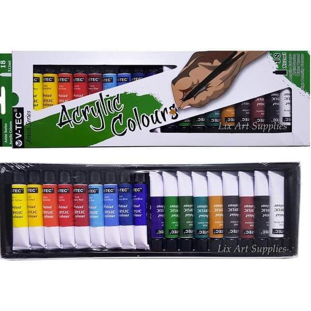 

[SNNNI3542] V tec acrylic paint cat akrilik set 18 12 warna color 6 12 ml