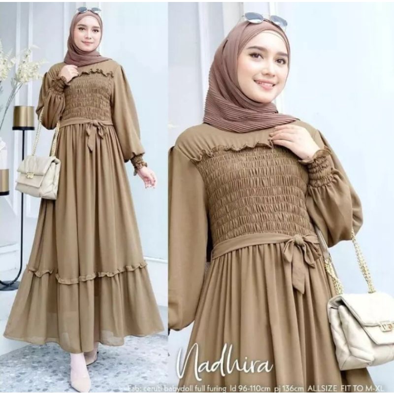 Nadhira Maxy Gamis Terbaru 2021 / Baju Pesta Mewah Elegan / Gaun Wanita Dewasa / Gamis Kondangan