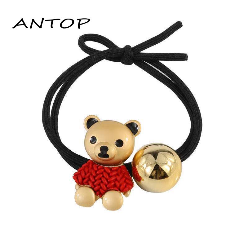 Ikat Rambut Elastis Bahan Karet Tahan Lama Motif Beruang Untuk Anak Perempuan