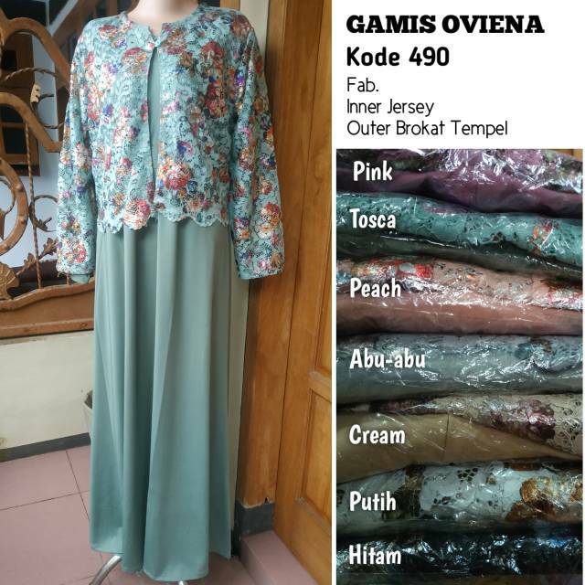 Gamis Oviena Cardi Brokat kombinasi Jersey HQ