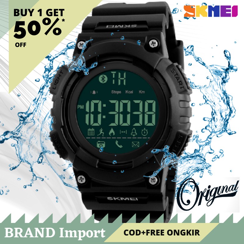 Jam Tangan Pria Keren Ori Digital SKMEI 1256 Original SmartWatch With Bluetooth Cowok S22