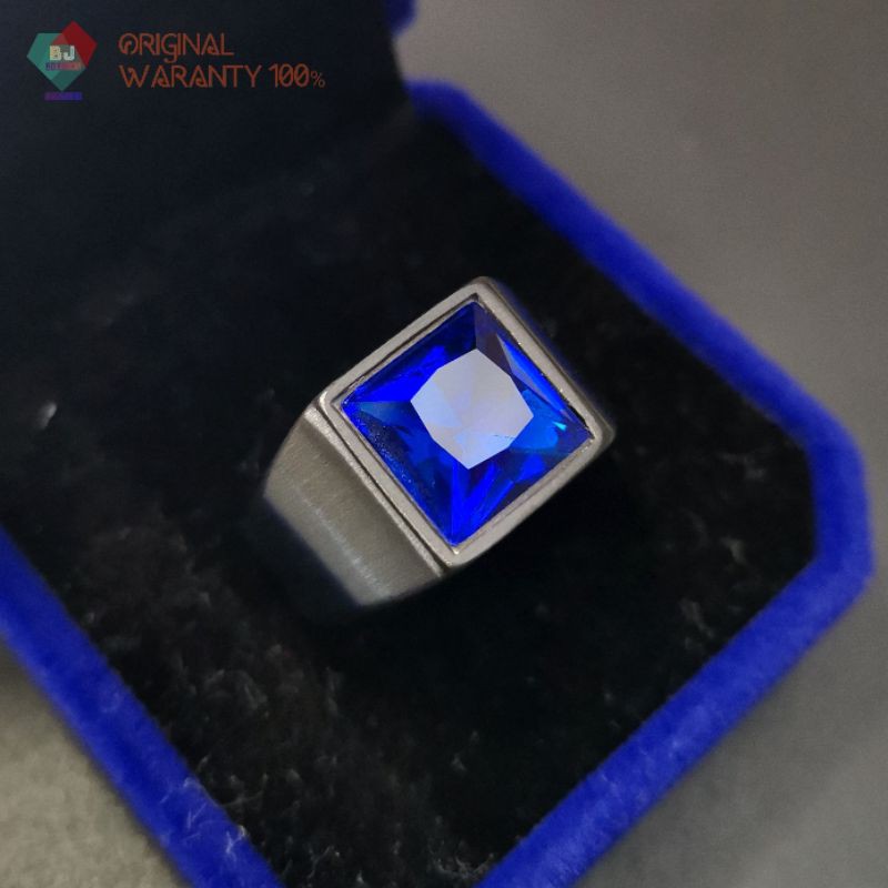 Cincin Blue Royal Titanium steel 316 Black And Silver