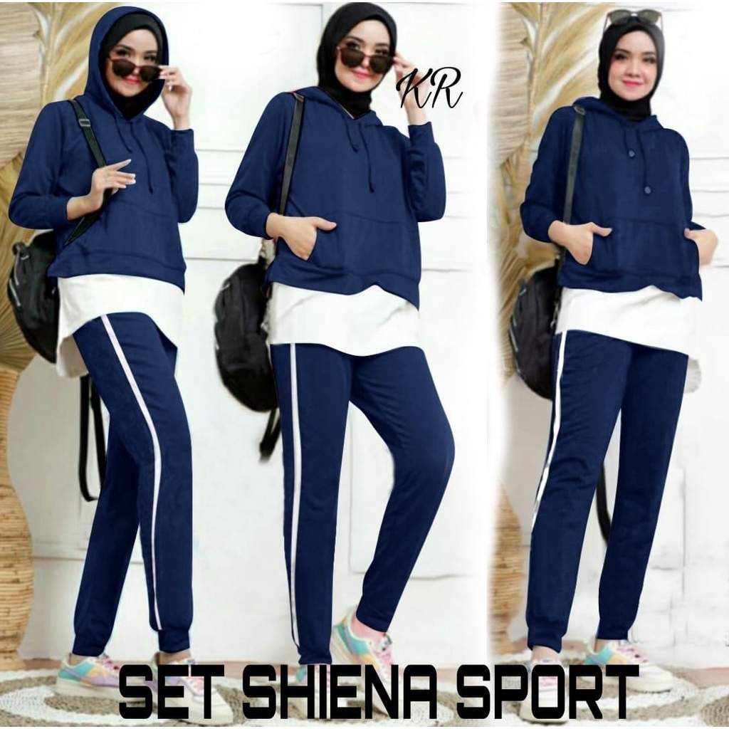 PCS SET SHIENA SPORT HOODIE FASHION PAKAIAN SETELAN WANITA ATASAN DAN CELANA BABYTERRY KR