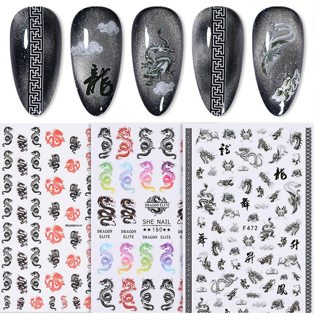 MXBEAUTY Self-adhesive Nail Decals Happiness Motif Naga Salon Kuku Nail Art Sliders DIY Stiker Kuku Manicuring Sticker