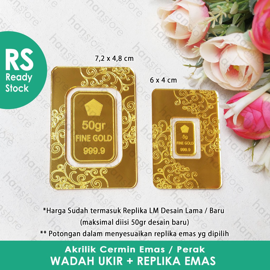 RS Wadah Ukir + Replika logam emas Desain Lama &amp; Desain BARU untuk mahar