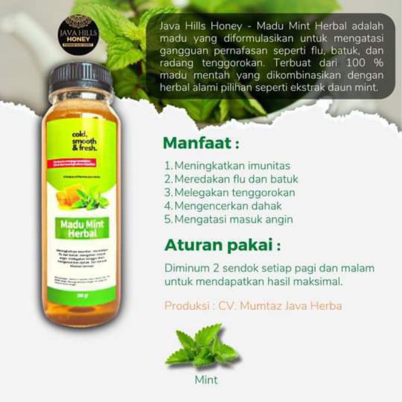 

Madu mint herbal asli 100% ukuran 350gr