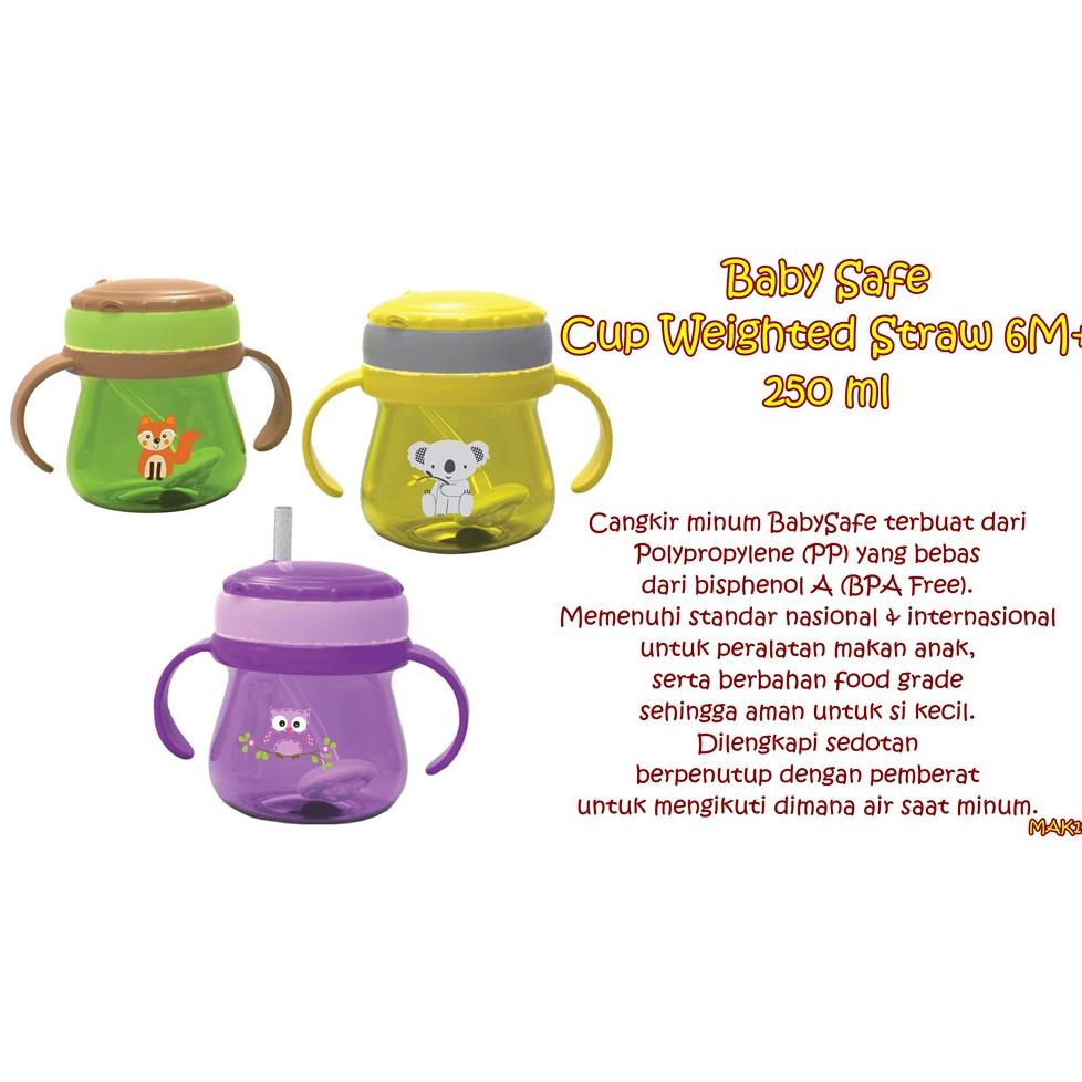 Mak14 Baby Safe Botol Minum Sedotan Cup Weighted Straw 6M+ 250 Ml Botol Minum Sedotan Jp019