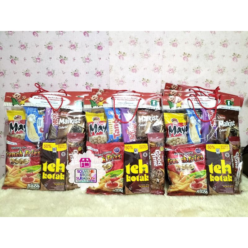 Paket snack ultah/ Label ultah/bingkisan ultah murah/ goodiebag ultah custom