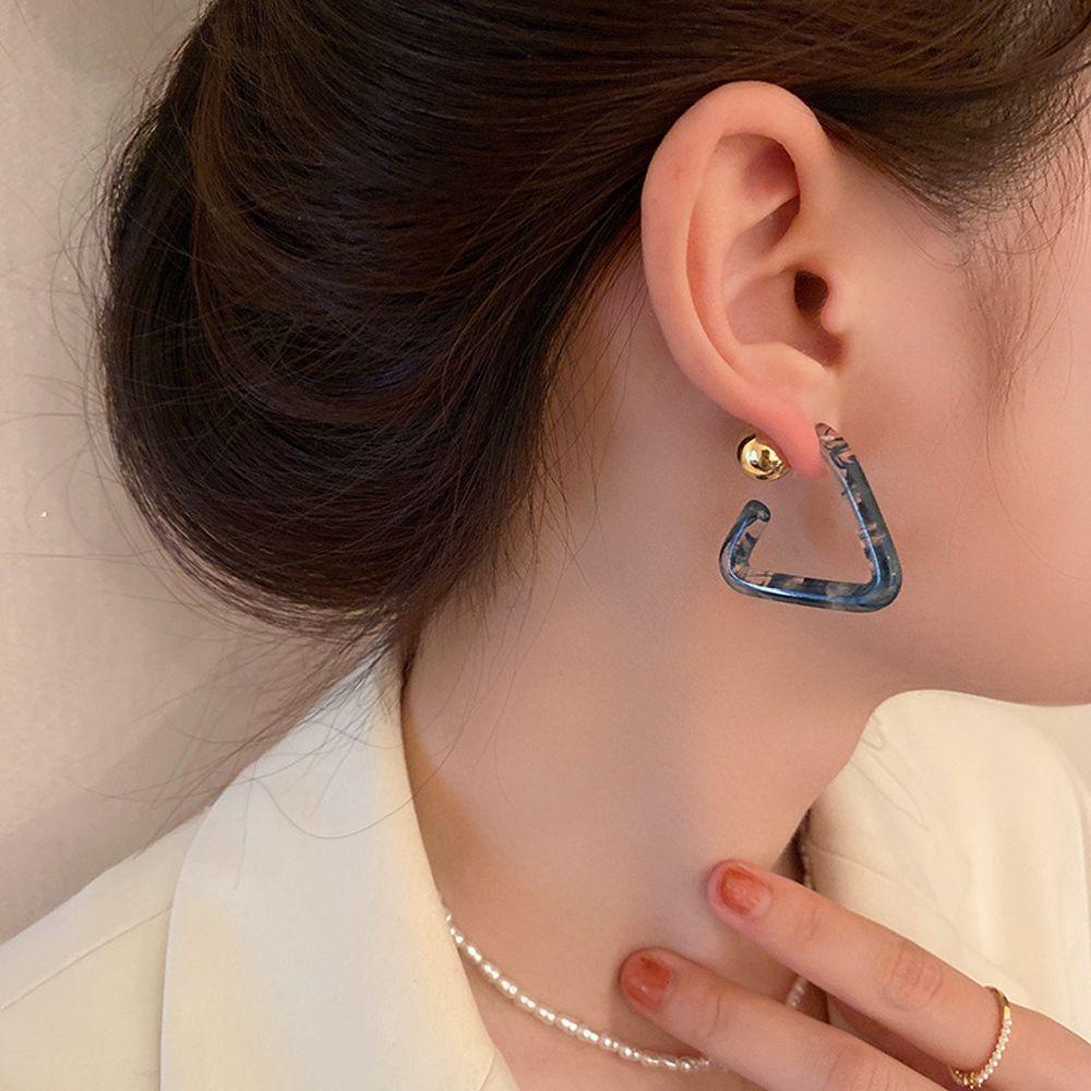 Mxbeauty Wanita Anting Minoritas Tidak Teratur Pesta Geometris Lady Akrilik Segitiga Stud Earrings