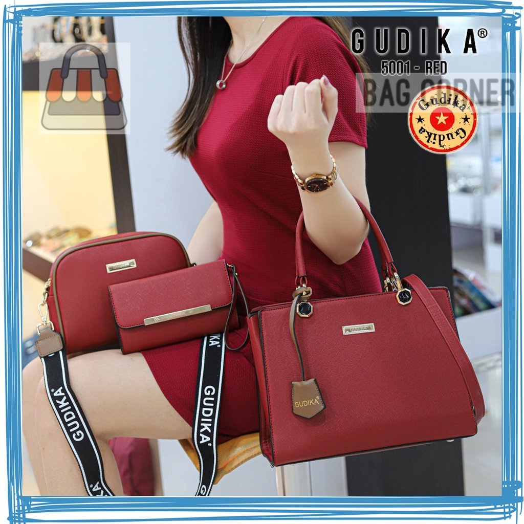 BagCorner - Tas GUDIKA 5001 - Tas Set Dompet & Mini Bag Selempang 3in1 Tas Wanita Kekinian Import Or