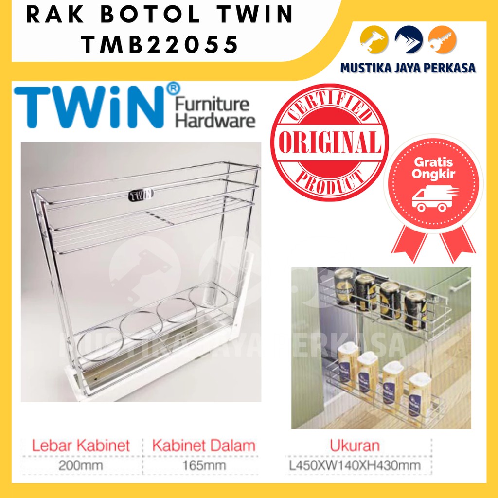 Rak Botol Samping Ramping Twin TMB 22055 Rak Dapur Anti Karat Bukan Rak Modelline