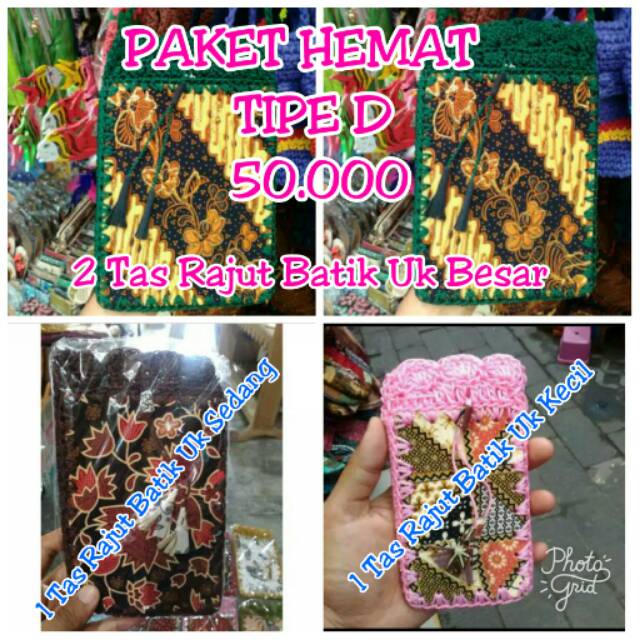 SALE! GARANSI TERMURAH! PAKET HEMAT TIPE D ISI TAS RAJUT BATIK SELEMPANG 2 BESAR, SEDANG DAN KECIL