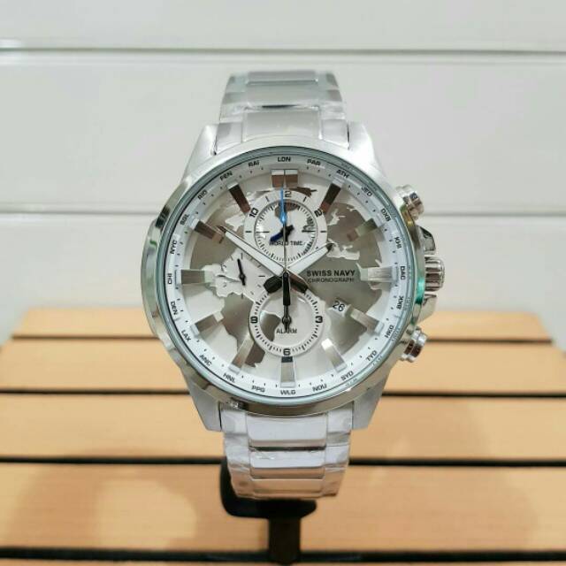 jam tangan swiss navy sn8007 silver white 8007 original
